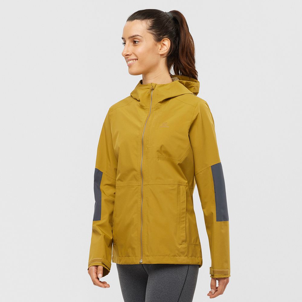 Salomon OUTRACK WATERPROOF 2.5L Chaquetas Mujer - Amarillo - Colombia (81375-WFVR)